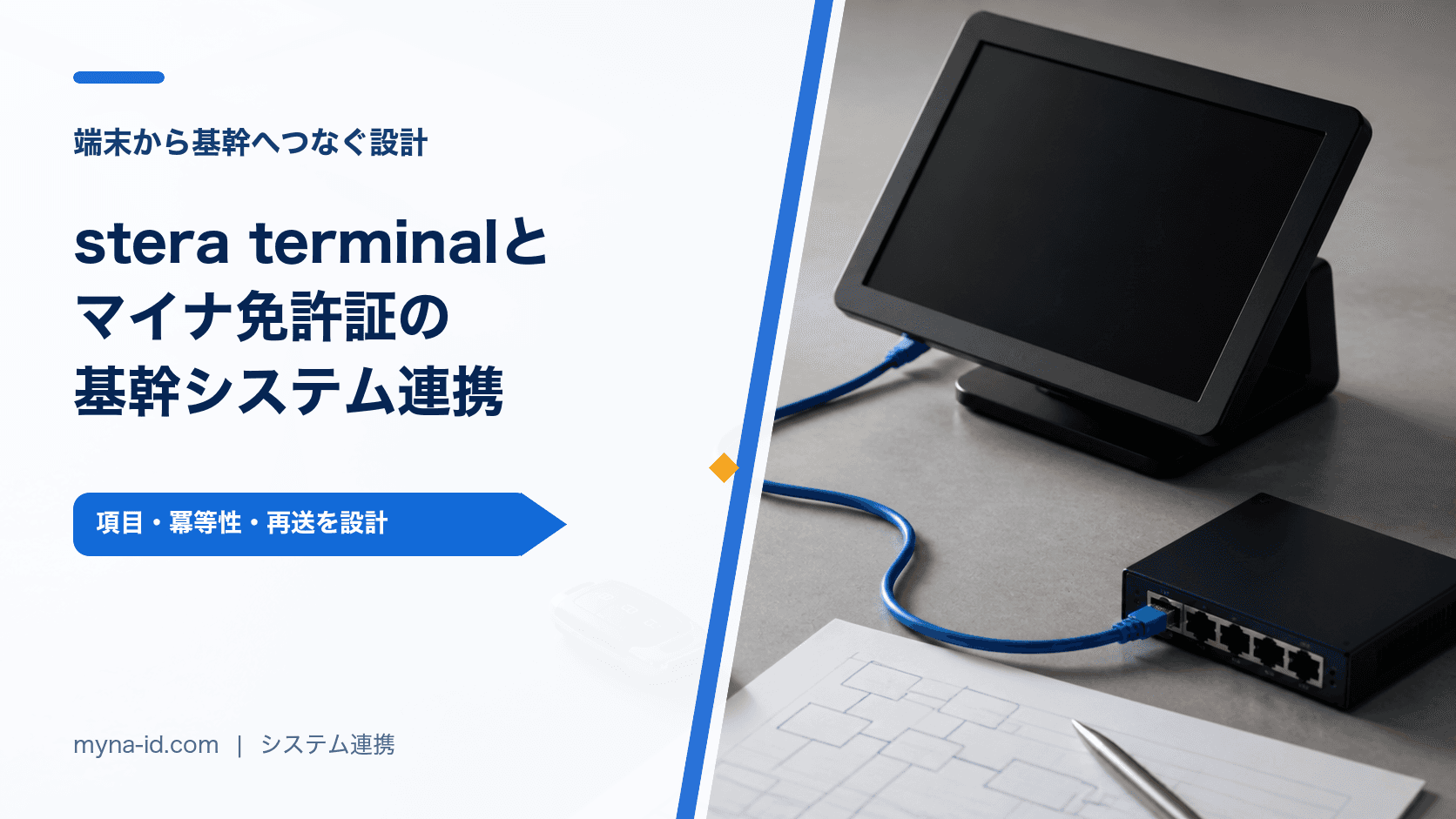 stera terminalのマイナ免許証読取をレンタカー基幹システムへ安全に連携するイメージ